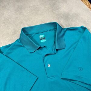 Pro Tour Polo Shirt Mens XL Teal Airplay Performance Short Sleeve Golf Excellent